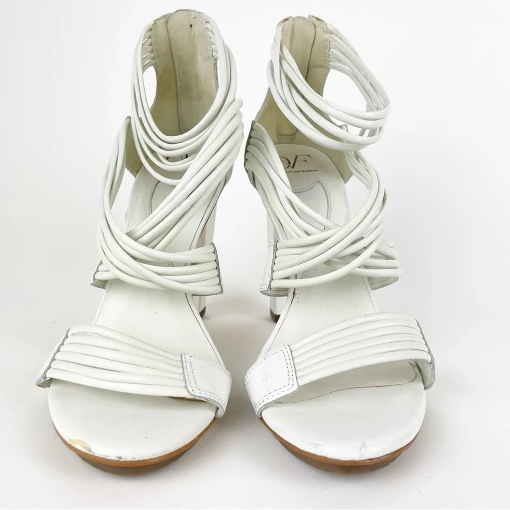 Diane Von Furstenberg White Wrap Around Heeled Sandals Size 9